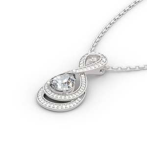 Jeulia Infinity Love Pear Cut Rhodium Plated Sterling Silver Necklace with Zircon and Diamond - Product Image 3