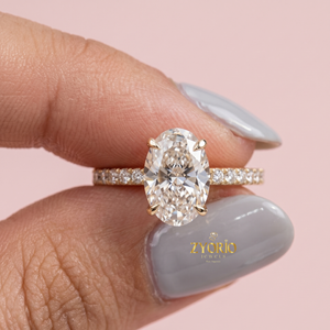 Oval Cut Diamond Engagement <b>Ring</b> in 10K <b>Gold</b> Pave Solitaire Wedding <b>Ring</b> for Women - Product Image 4