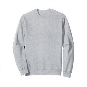 Sweat-shirt à col rond pour homme, coupe classique, gris uni, tricoté, 100% coton, vêtement décontracté pour l'automne - Product Image 1