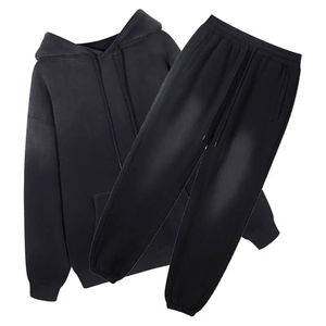 Survêtements de détresse 400GSM pour hommes Pullover Long Sleeve All Over Printed Stack Style Pants & Hoodie OEM Acid Wash Man Sweat suits - Product Image 1