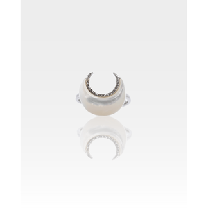 18K Gold Plated Rhodium Silver Half Moon <b>Opening</b> <b>Ring</b>-Trendy Eternity Casual Jewelry - Product Image 3