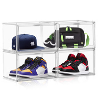 Boîte à chaussures en acrylique transparente, personnalisable, empilable, magnétique, organiseur de rangement pour baskets, boîte de présentation