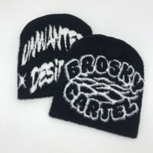 Gorro cálido de invierno personalizado para adultos de punto Mohair con también gorros Jacquard bordados en 3D 2025 - Product Image 1