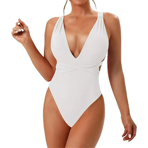 Logotipo personalizado de fábrica Nuevo diseño 2024 Traje de baño de una pieza de corte alto para mujer Tamaño personalizado Traje de baño de playa al por mayor - Product Image 4