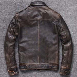 Chaqueta Bomber de Cuero Genuino Estilo Vaquero para Hombre, Cierre de Cremallera, Forro Acolchado, Impermeable y Cortavientos, para Primavera - Product Image 2