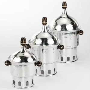 Chauffe-plats en métal argenté élégant pour les mariages arabes du Golfe Parfait pour les casseroles et les casseroles servant sur la table - Product Image 1