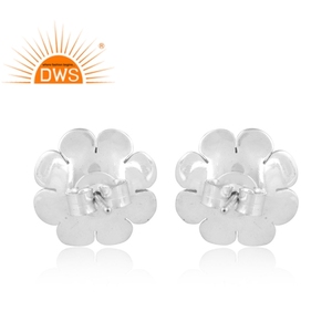 Latest 925 <b>Fine</b> Sterling Silver Natural Peridot Gemstone Floral Design <b>Stud</b> <b>Earring</b> Custom Jewelry Manufacturer - Product Image 4