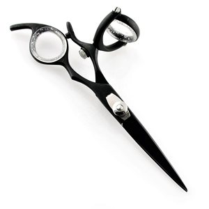 Professionnel pivotant pouce cheveux barbier anneau mobile en acier inoxydable tranchant rasoir bord cisailles en couleur noire avec emballage écologique - Product Image 1