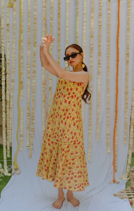 2024 Summer Women's Casual Collection Floral Printed Ankle-Length Sleeveless Dress O-Neck Woven Natural <b>Sweet</b> <b>Party</b> Wear - Product Image 3