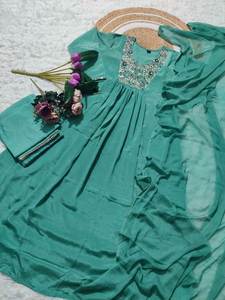 Viscose Chinon Embroidered Suit Set Sequence Work Kurti & Nazmin Silk Dupatta Ethnic Wear for <b>Women</b> <b>S</b> to XXL - Product Image 4