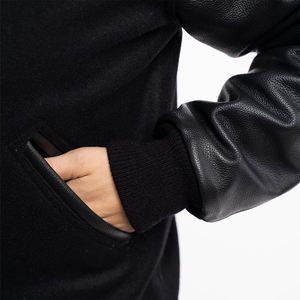 Nouveau gros personnalisé Patchwork cuir à manches longues Baseball veste femmes recadrée Letterman Varsity vestes Satin bomber rouge bleu - Product Image 5