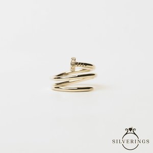 Bague en argent sterling 925 avec zircon doré Nailed It 2.0 - Option de cadeau idéale - Product Image 6