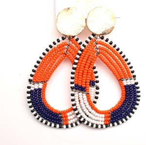 Tigre fait à la main graine perlée broderie boucles d'oreilles personnalisé graine perle broderie boucles d'oreilles coloré graine perlée broderie bijoux - Product Image 2