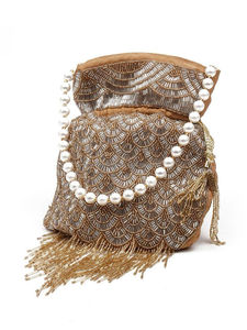 Bolso Potli con bordado dorado granate hecho a mano indio para mujer Bolso Potli DE TRABAJO Gota Patti de ARTESANÍA DE LUJO A PRECIO AL POR MAYOR - Product Image 3