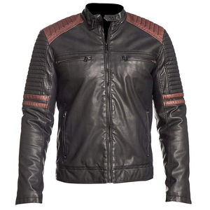 Chaqueta de Cuero Casual de Invierno para Hombre, Estilo Urbano, Cuello Alto, Logotipo Frontal, Impermeable, Ecológica, para Motocicleta - Product Image 1
