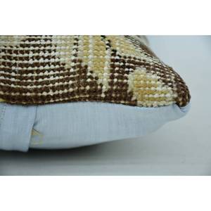 Beige 8x16 pouces luxe laine Kantha Patchwork oreiller tissé Design brodé Vintage impression carré tufté oreiller canapé noël - Product Image 4