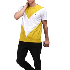 T-shirt moulant en coton et Polyester pour homme, vêtement de sport, décontracté, uni, teint, à vendre - Product Image 1