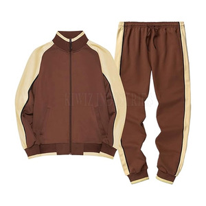 2024 mode hommes polaire décontracté chaud fermeture éclair survêtement deux pièces ensembles veste à glissière + pantalon tenue hommes survêtements - Product Image 1