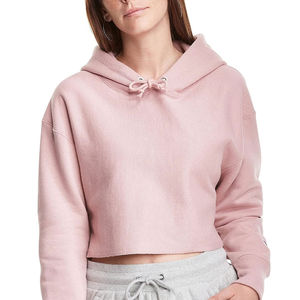 Jersey de mezcla de algodón para mujer, Top corto de manga larga con capucha, Color sólido, estilo único, con capucha de Invierno para mujer Sudadera, 2025 - Product Image 1