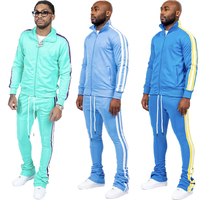 Ensembles deux pièces pour hommes de qualité supérieure High Street : Survêtements streetwear à capuche en jean superposé et coupe-vent