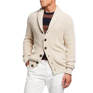 <b>Men</b> Olive Green Button Up <b>Shawl</b> Collar Knit Cardigan - Product Image 5