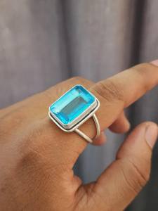 Bague en topaze bleu ciel, pierre précieuse, argent sterling 925, bijoux faits à la main, cadeau de naissance de décembre pour femmes - Product Image 4