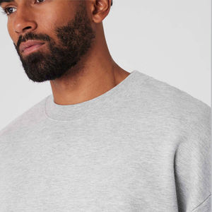 Unisex Light Grey Cotton Blended Fleece Sweatshirt Custom Oversized Pullover Crewneck Tracksuit Streetwear Casual Warm Jumper - Product Image 6