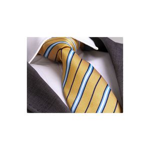 Yellow <b>Navy</b> Blue Italian <b>Tie</b> for Men Adult Standard Width Weaving Fabric One Size - Product Image 2