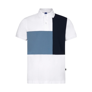 Style moderne pour hommes pour polos Tissu extensible personnalisé à motif de blocs tricolores uniques pour les uniformes sur les sites Web commerciaux - Product Image 1