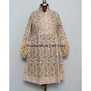 Robe longue en coton imprimée à la main pour femme, tenue décontractée d'été, style bohème, robe indienne, cadeau pour femme - Product Image 1