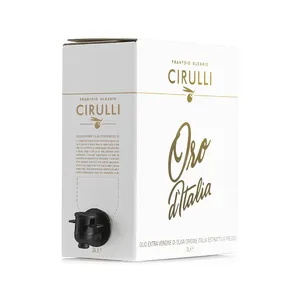 Venta al por mayor Premium italiano extra virgin aceite de oliva CIRULLI cultivar Coratina bolsa de entrega rápida en caja de 3 litros para la venta