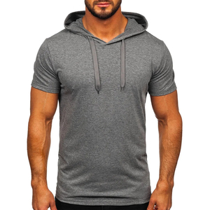Offre Spéciale chemise de sport légère pour hommes T-shirt de fitness d'entraînement personnalisé avec capuche quantité minimale de commande bas motif solide T-shirts à capuche pour hommes - Product Image 1