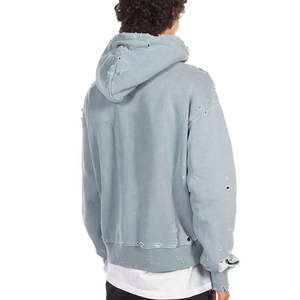 Customizable Pullover <b>Men</b> Streetwear Distressed <b>Hoodie</b> 100% Cotton Material <b>Lightweight</b> Breathable <b>Hoodie</b> - Product Image 3
