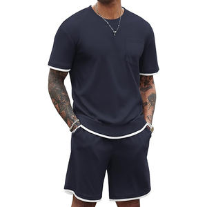 Impression personnalisée t-shirt surdimensionné et short de jogging empilés ensemble pour hommes vêtements ensemble court 2 pièces vêtements de sport pour hommes logo personnalisé - Product Image 1