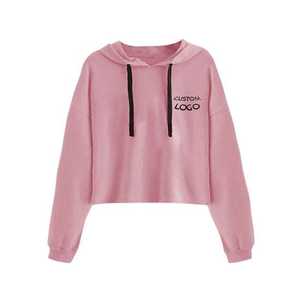 เสื้อครอปมีฮู้ดแขนยาวสำหรับผู้หญิงพิมพ์โลโก้ได้ตามต้องการดีไซน์แฟชั่นมีฮู้ดสำหรับฤดูใบไม้ผลิและฤดูหนาว - Product Image 3