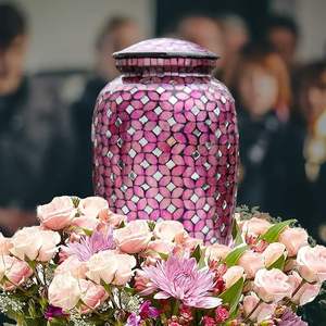 Urna de cremación de cristal moderna hecha a mano, urna funeraria de Metal de tamaño adulto grande, diseño Individual aplicado a mano para cenizas humanas - Product Image 1