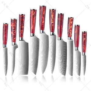 Cuchillo de Cocina de Damasco de 4 Pulgadas con Patrón Láser, Acero Inoxidable 4Cr13 con Mango de Resina Roja, Venta al por Mayor de Fábrica - Product Image 4