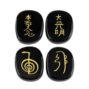 Agate noire usui reiki de haute qualité avec symbole reiki Feng Shui ensemble pierre naturelle guérison usui cristal reiki pierre précieuse en gros - Product Image 4
