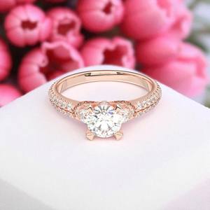 1.58 Carat E-F/VSS-VS Quality Moissanite Round Diamond Engagement <b>Ring</b> Prong <b>Set</b> in <b>Sterling</b> <b>Silver</b> for Women - Product Image 3