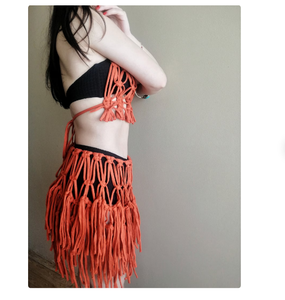 ชุดกระโปรง macrame และชุด bustier สำหรับเจ้าสาวของคุณเป็นผ้าฝ้ายทอมือเสื้อผ้าเทศกาล bustier เสื้อเอวลอยผู้หญิงชายหาด macrame - Product Image 3
