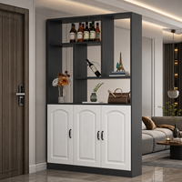 Meuble de séparation moderne en bois massif pour salon, entrée, avec rangement, casier à vin, étagère de présentation, portes, écologique, hauteur réglable