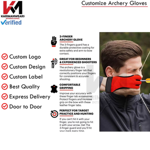 Gant de protection en cuir véritable pour tir à l'arc, antidérapant, pour jeunes et adultes, pour arc recurve traditionnel, trois doigts - Product Image 4