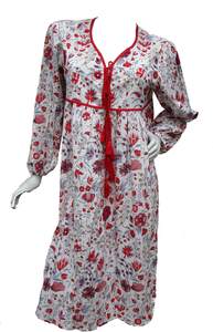 Handmade Summer Boho Midi Chiffon <b>Dress</b> for Women Elegant Casual Mini Party <b>Dress</b> with Long Sleeves 100% Cotton - Product Image 6