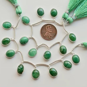 8 Piezas de Cuentas Ovaladas de Esmeralda con Base de Plata 925, Grado AA+ |   De 11x9x5 a 10x8x4 MM - Product Image 1