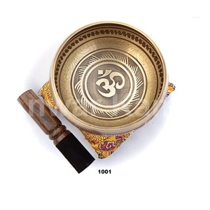 Ciotola tibetana dorata e gialla Set bronzo-maestro grado di guarigione-tono puro con <span class=keywords><strong>arte</strong></span> Thangka tibetana - Product Image 1
