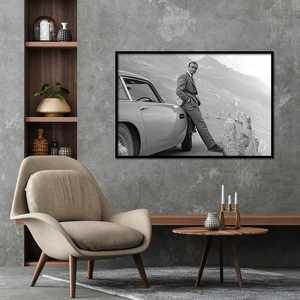 Affiche de portrait de Sean Connery et d'Aston Martin, James Bond, sur toile - Product Image 1