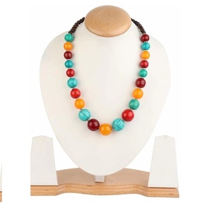 Fancy Bohemian Resin <b>Beaded</b> <b>Necklace</b> With Natural Stone Accents Multicolor Statement Jewelry Unisex Fashionable Accessory - Product Image 6