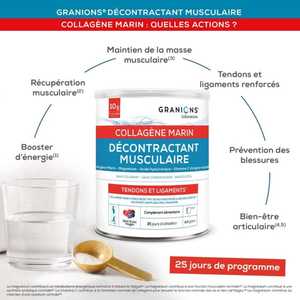 <span class=keywords><strong>Granions</strong></span> COLLAGÈNE MARIN RELAXANT MUSCULAIRE Collagène Marin Hydrolysé Type 1 Faible Poids Moléculaire Formule Ultra Complète Pot de 300g - Product Image 3