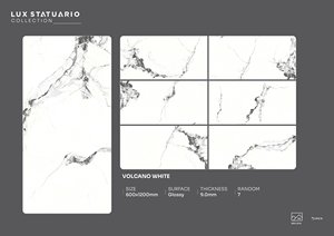 Dalles en porcelaine de qualité export 600x1200, veinées de marbre brillant, carreaux de grande taille de qualité supérieure pour architectes, entrepreneurs et aménagements intérieurs - Product Image 5