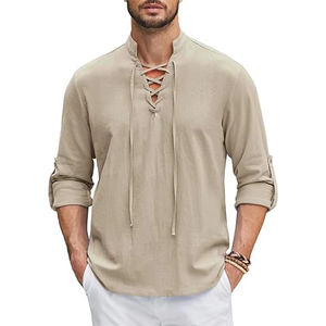 Chemise décontractée à manches courtes en coton pour hommes, OEM/ODM, grande taille, tricot uni imprimé, fabricant en gros - Product Image 1